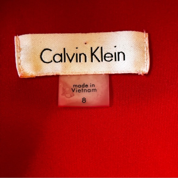 Calvin Klein Sz 8 Red Sleeveless Embellished Scuba Sheath Party Dress - Picture 5 of 11